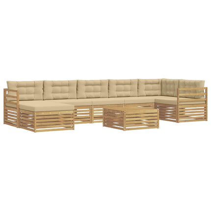 Udendørs sofagruppe 8 stk. Hvid og Beige Polyester