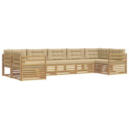 Udendørs sofagruppe 7 stk. Hvid og Beige Polyester