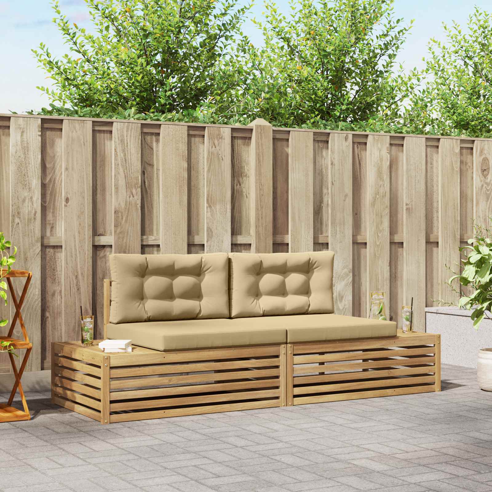 2 stk. Udendrs sofagruppe Polyester Hvid