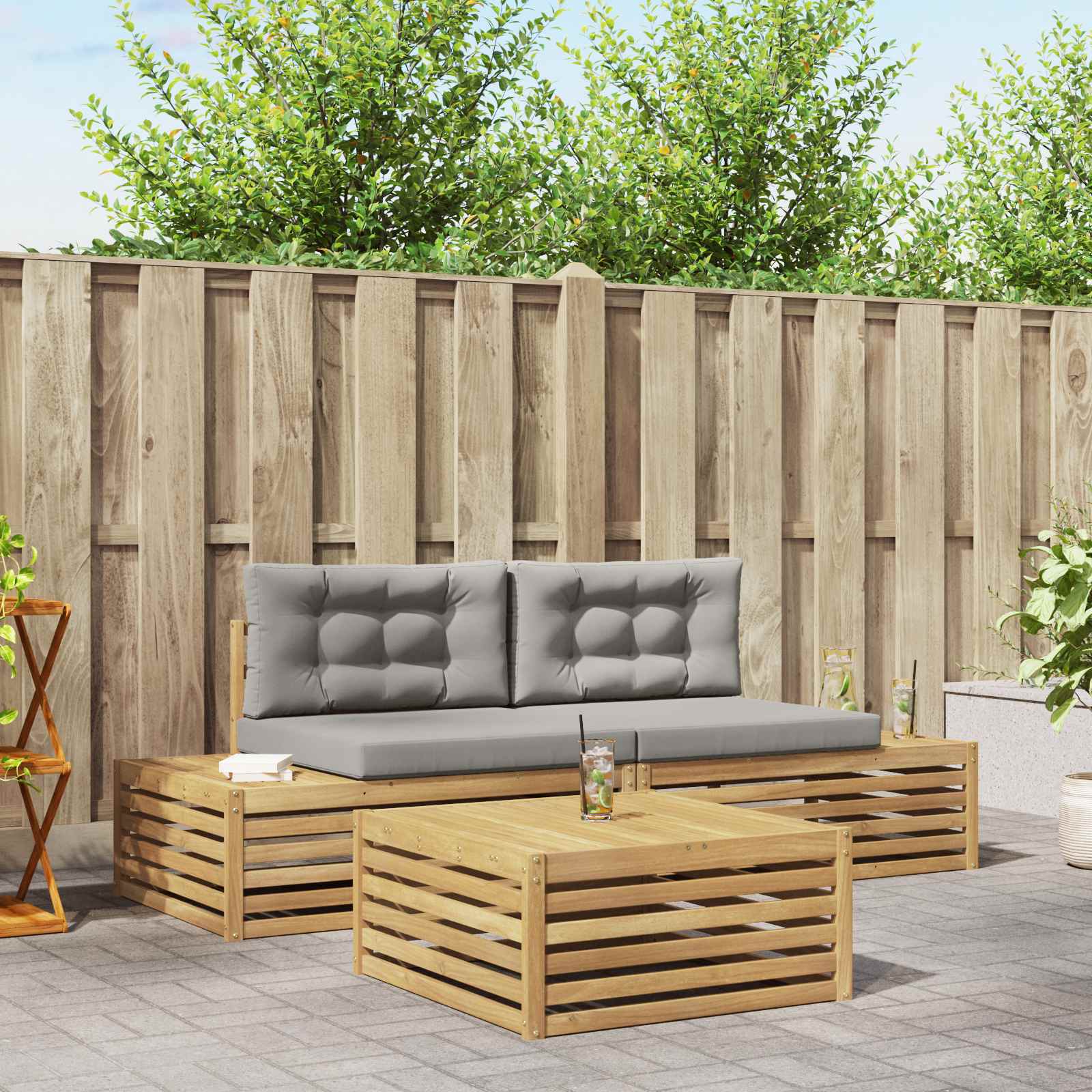 4 stk. Udendrs sofagruppe Polyester Hvid