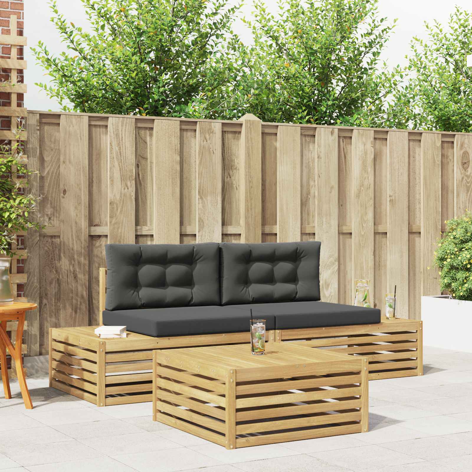 4 stk. Udendrs sofagruppe Polyester Hvid