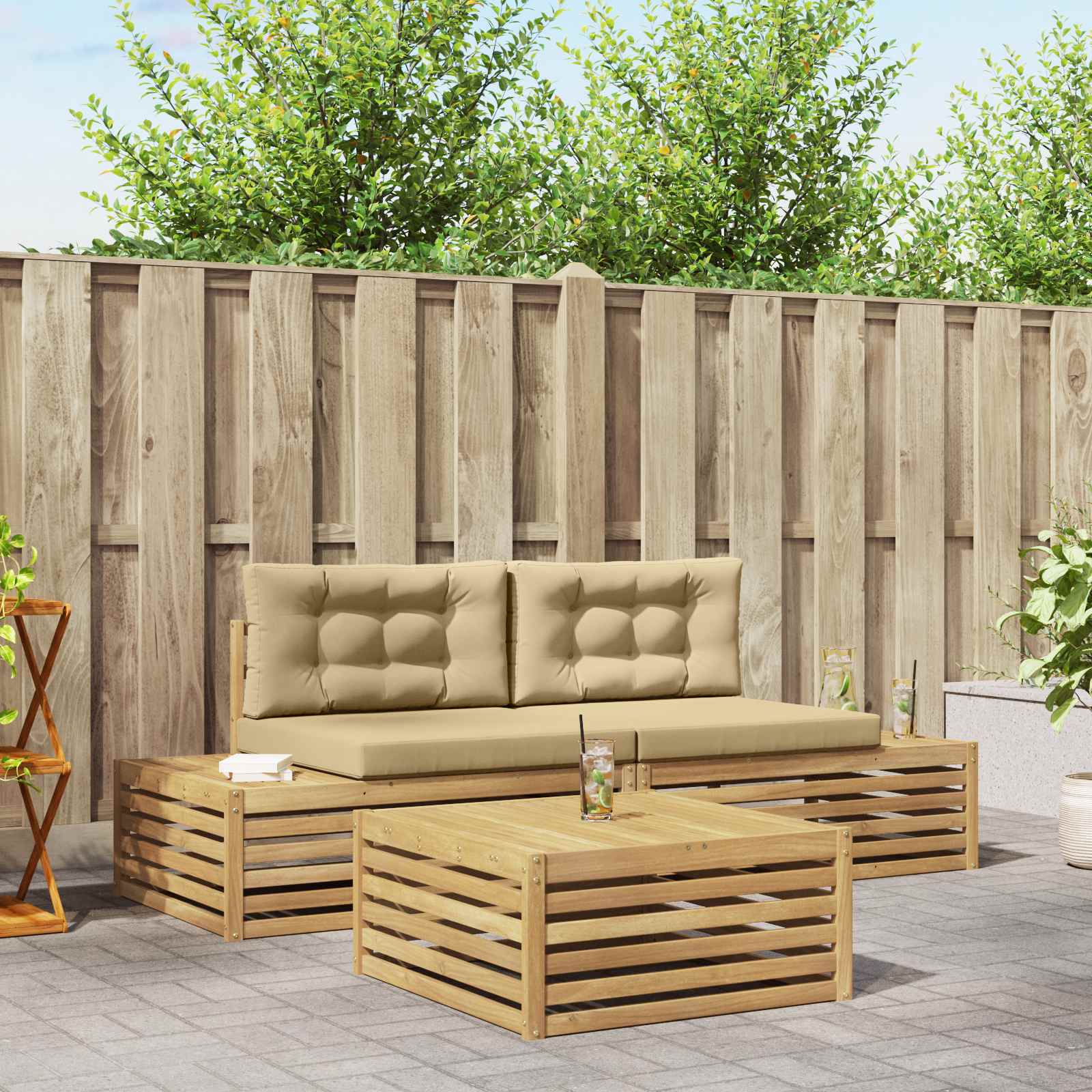 4 stk. Udendrs sofagruppe Polyester Hvid