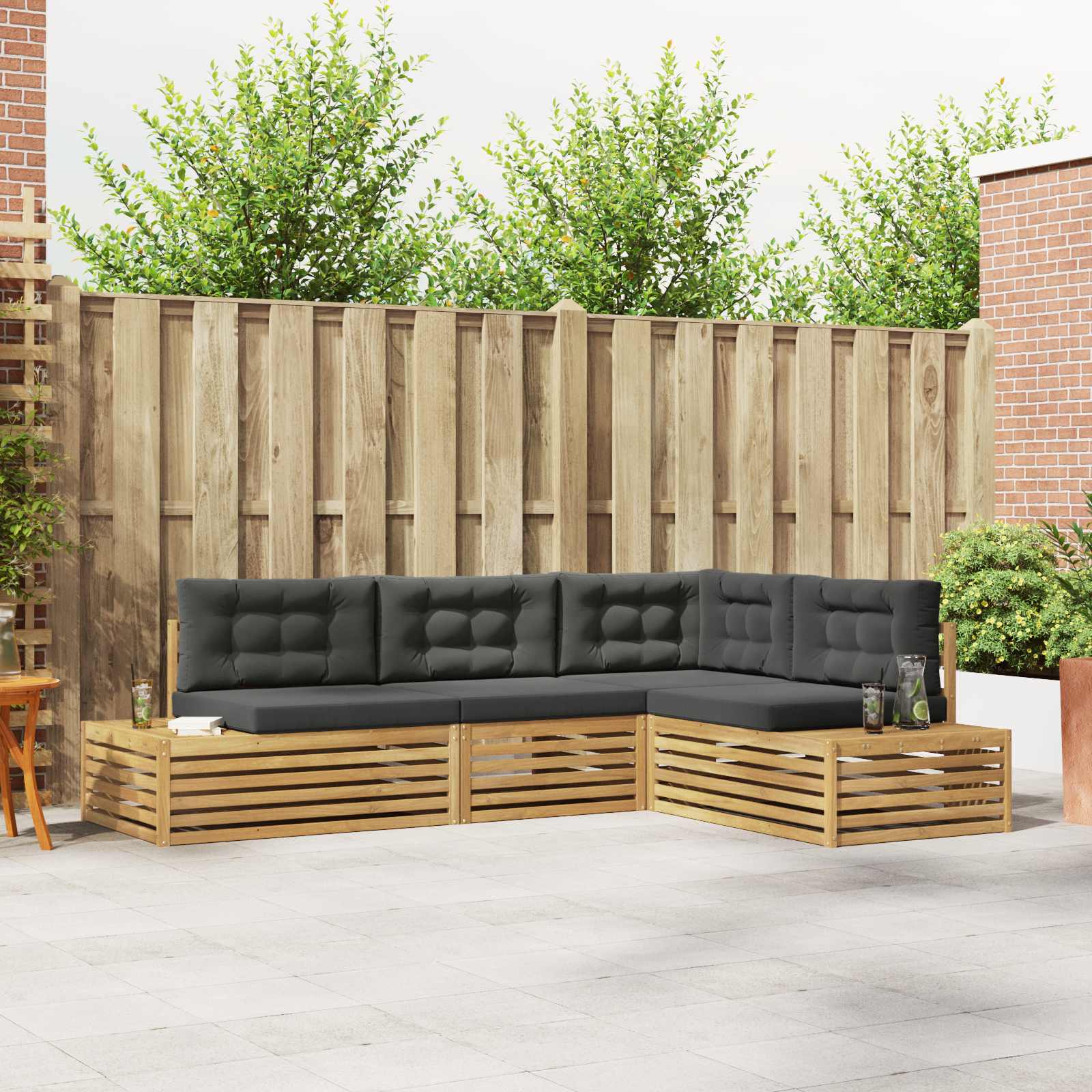 5 stk. Udendrs sofagruppe Polyester Hvid