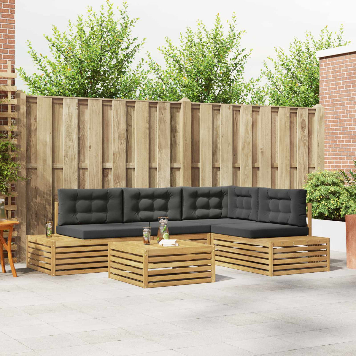 6 stk. Udendrs sofagruppe Polyester Hvid