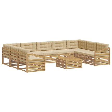 Udendørs sofagruppe 10 stk. Hvid og Beige Polyester