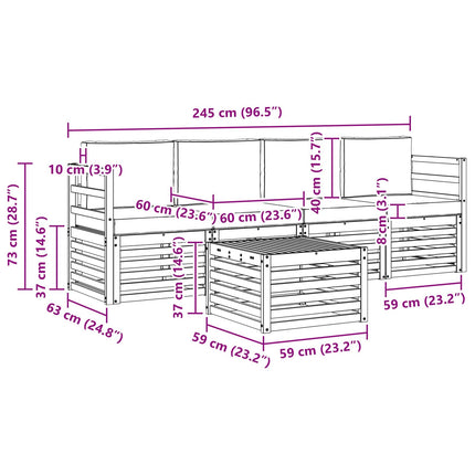 Udendørs sofagruppe 5 pcs Hvid og cremefarvet Polyester