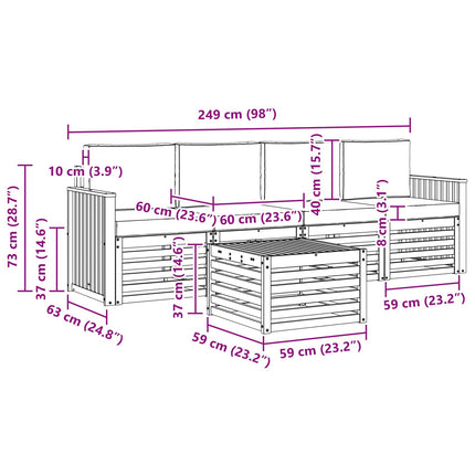 Udendørs sofagruppe 5 pcs Hvid og cremefarvet Polyester