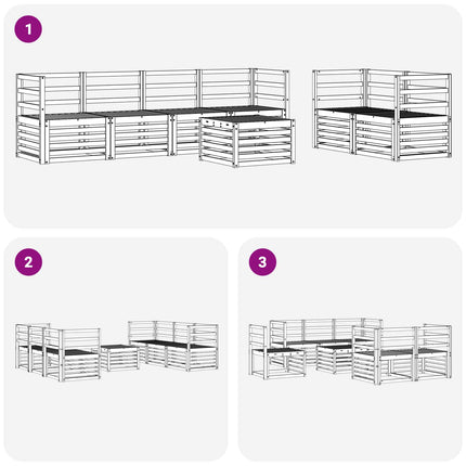 Udendørs sofagruppe 7 pcs Hvid Massivt Akacietræ