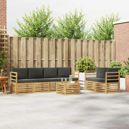 Udendørs sofagruppe med pude 7 pcs Hvid og antracit Polyester