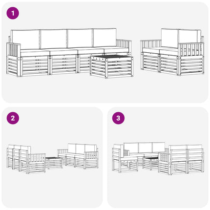 Udendørs sofagruppe 7 pcs Hvid og cremefarvet Polyester