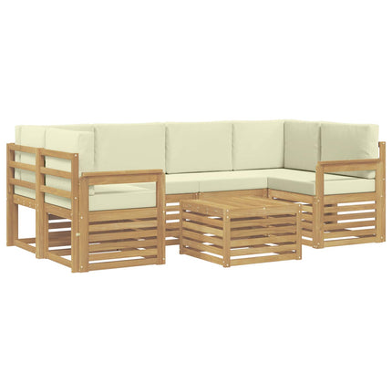 Udendørs sofagruppe 7 pcs Hvid og cremefarvet Polyester