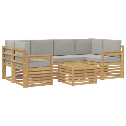 Udendørs sofagruppe med pude 7 pcs Hvid og lysegrå Polyester