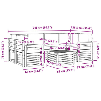 Udendørs sofagruppe med pude 7 pcs Hvid og antracit Polyester