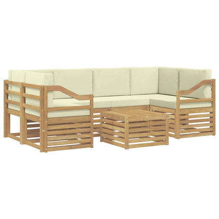 Udendørs sofagruppe 7 pcs Hvid og cremefarvet Polyester
