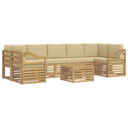 Udendørs sofagruppe med pude 8 pcs Hvid og Beige Polyester
