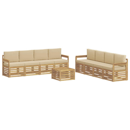 Udendørs sofagruppe 9 pcs Hvid og Beige 59 x 59 x 37 cm
