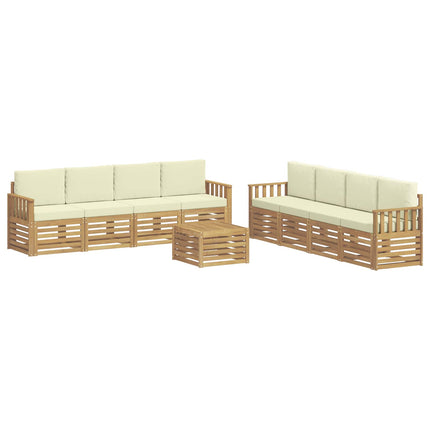 Udendørs sofagruppe 9 pcs Hvid og cremefarvet 59 x 59 x 37 cm