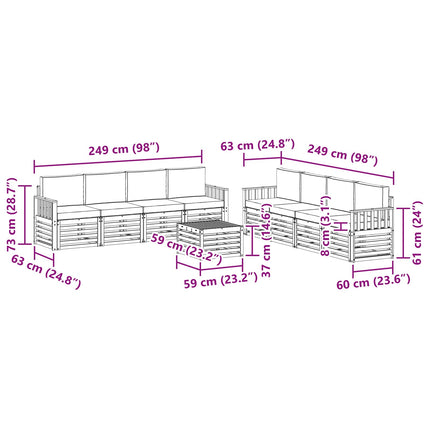 Udendørs sofagruppe 9 pcs Hvid og antracit 59 x 59 x 37 cm