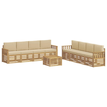 Udendørs sofagruppe 9 pcs Hvid og Beige 59 x 59 x 37 cm