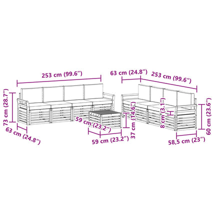 Sofasæt 9 pcs Hvid og lysegrå 59 x 59 x 37 cm Polyester