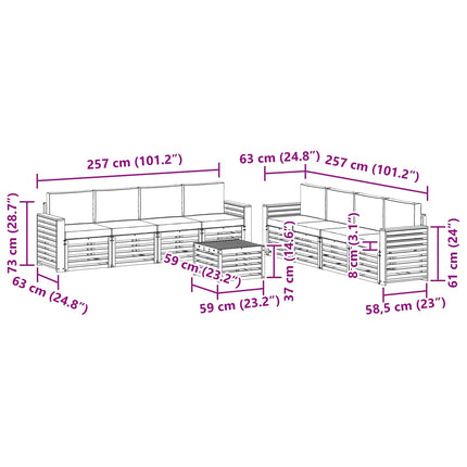 Sofasæt 9 pcs Hvid og cremefarvet 59 x 59 x 37 cm Polyester