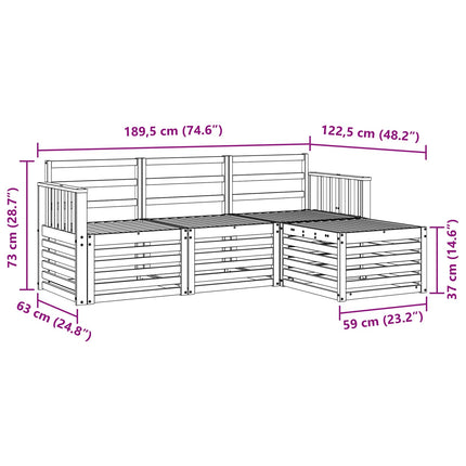 Udendørs sofagruppe 4 pcs Hvid 189,5 x 122,5 x 73 cm