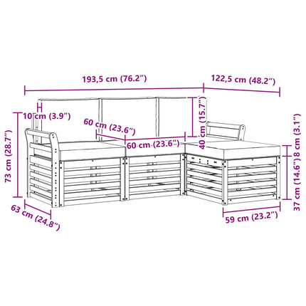Udendørs sofagruppe 4 pcs Hvid og cremefarvet