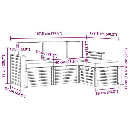 Udendørs sofagruppe 4 pcs Hvid og antracit