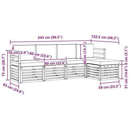 Udendørs sofagruppe 5 pcs Hvid og lysegrå 245 x 122,5 x 73 cm