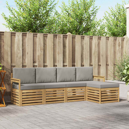 Udendørs sofagruppe 5 pcs Hvid og lysegrå 249 x 122,5 x 73 cm