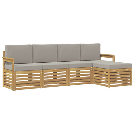 Udendørs sofagruppe 5 pcs Hvid og lysegrå 249 x 122,5 x 73 cm