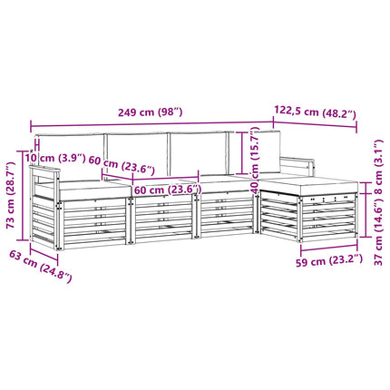 Udendørs sofagruppe 5 pcs Hvid og Beige 249 x 122,5 x 73 cm
