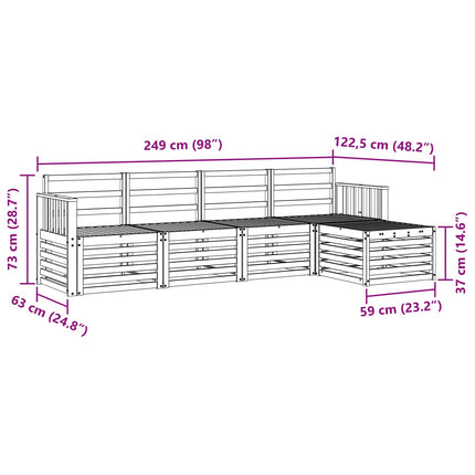 Udendørs sofagruppe 5 pcs Hvid 249 x 122,5 x 73 cm