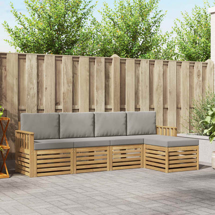 Udendørs sofagruppe 5 pcs Hvid og lysegrå 249 x 122,5 x 73 cm