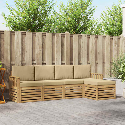 Udendørs sofagruppe 5 pcs Hvid og Beige 249 x 122,5 x 73 cm