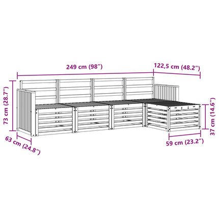 Udendørs sofagruppe 5 pcs Hvid 249 x 122,5 x 73 cm