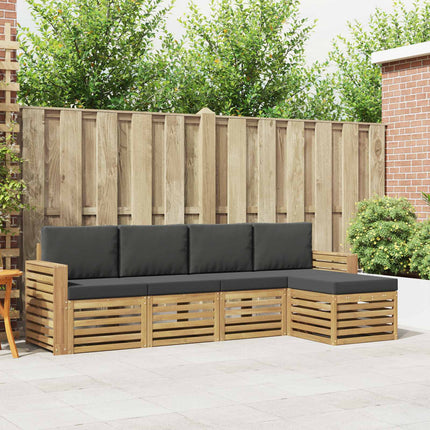 Udendørs sofagruppe 5 pcs Hvid og antracit 257 x 122,5 x 73 cm