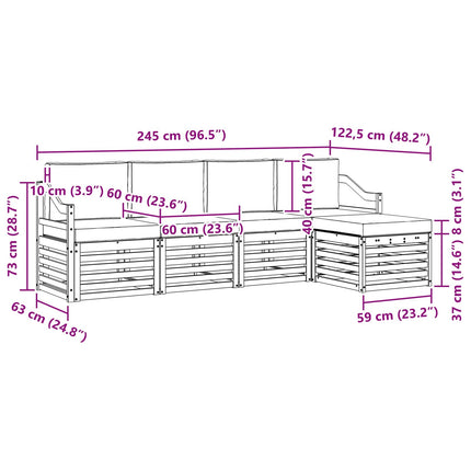 Udendørs sofagruppe 5 pcs Hvid og antracit 245 x 122,5 x 73 cm