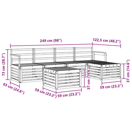 Udendørs sofagruppe 6 pcs Hvid 59 x 59 x 37 cm