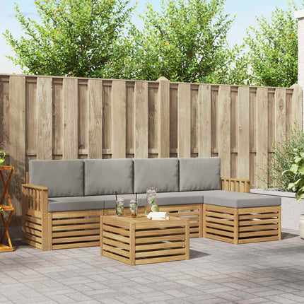 Udendørs sofagruppe 6 pcs Hvid og lysegrå 59 x 59 x 37 cm