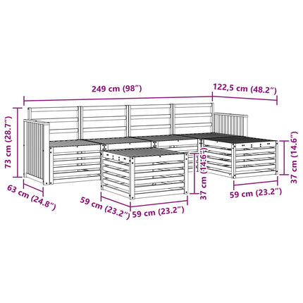 Udendørs sofagruppe 6 pcs Hvid 59 x 59 x 37 cm