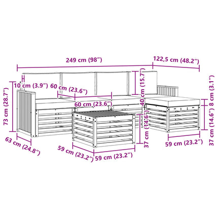 Udendørs sofagruppe 6 pcs Hvid og cremefarvet 59 x 59 x 37 cm