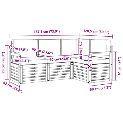 Udendørs sofagruppe 4 pcs Hvid og antracit