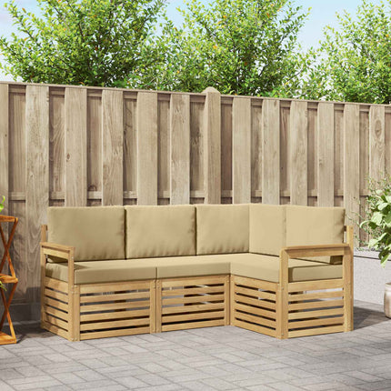 Udendørs sofagruppe 4 pcs Hvid og Beige 187,5 x 128,5 x 73 cm
