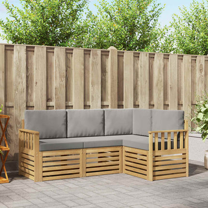 Udendørs sofagruppe 4 pcs Hvid og lysegrå 187,5 x 128,5 x 73 cm