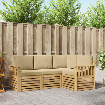 Udendørs sofagruppe 4 pcs Hvid og Beige 187,5 x 128,5 x 73 cm