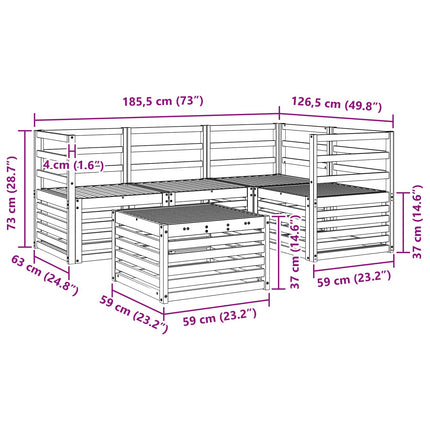 Udendørs sofagruppe 5 pcs Hvid 59 x 59 x 37 cm