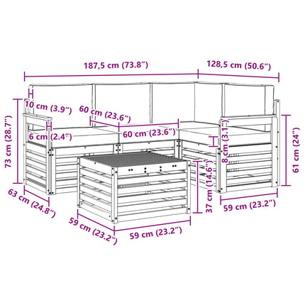 Udendørs sofagruppe 5 pcs Hvid og antracit 59 x 59 x 37 cm