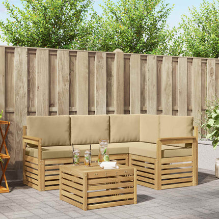 Udendørs sofagruppe 5 pcs Hvid og Beige 59 x 59 x 37 cm