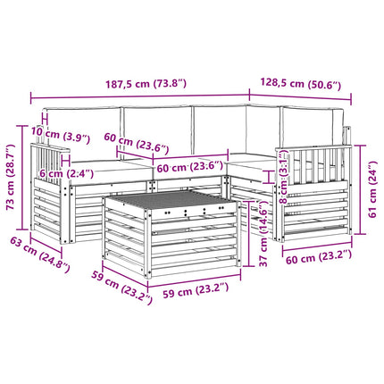 Udendørs sofagruppe 5 pcs Hvid og cremefarvet 59 x 59 x 37 cm